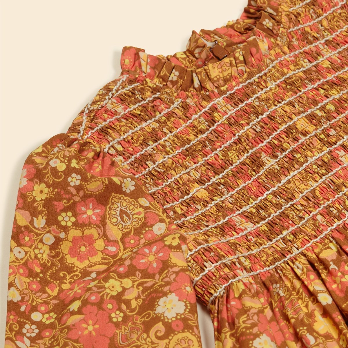 美品Apolina Camille Overdress 3-5Y Apolina Camille Overdress Cabin Quilt Floral Cream | BIEN BIEN