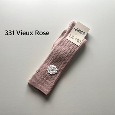 【Collegien】2980 Valentine - Ribbed Knee-high Socks with Daisy