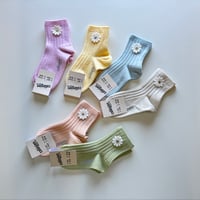 【Collégien 】3480 Bérénice Ribbed Ankle Socks with Daisy
