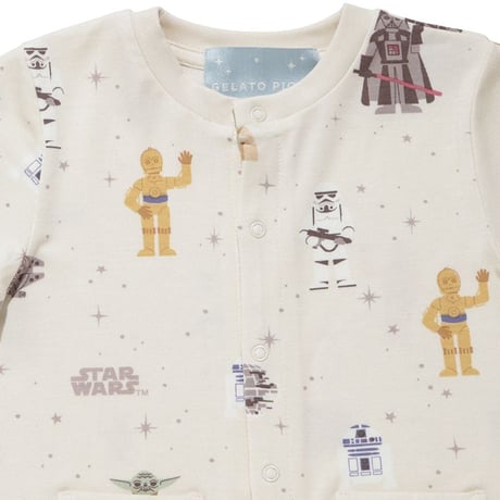 【 gelato pique 】STAR WARS　ベビー総柄半袖ロンパース　80サイズ　CRMクリーム/MNTミントブルー