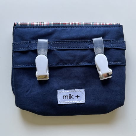 【mik+】Pocket Pouch - Navy Plaid