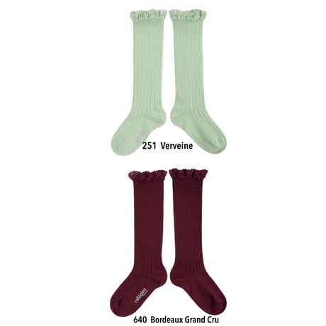 【Collégien】2954 Joséphine Lace Trim Knee-High socks