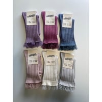 【 collegien 】6067 Alizée - Glitter Ribbed Crew Socks with Tulle Trim