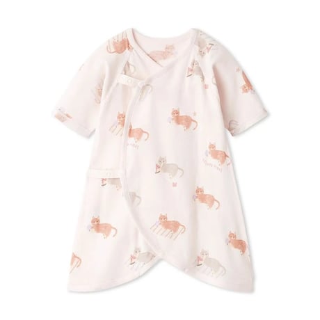 【 gelato pique 】 PBCO262463 新生児ｼｰｻｲﾄﾞｷｬｯﾄ柄ｺﾝﾋﾞ肌着 PNK（size50）