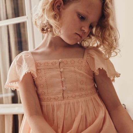 【Emile et Ida】 BRODERIE ANGLAISE DRESS ABRICOT