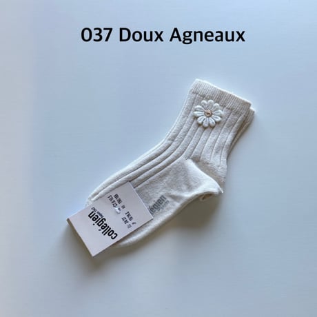 【Collégien】3480 Bérénice Ribbed Ankle Socks with Daisy