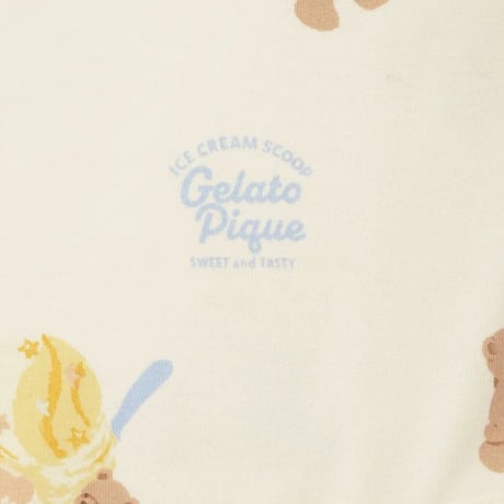 【 gelato pique 】 PBCO262434 BABYｱｲｽｸﾘｰﾑﾍﾞｱ柄ﾎﾞﾃﾞｨｽｰﾂ  CRM（size 70, 80）