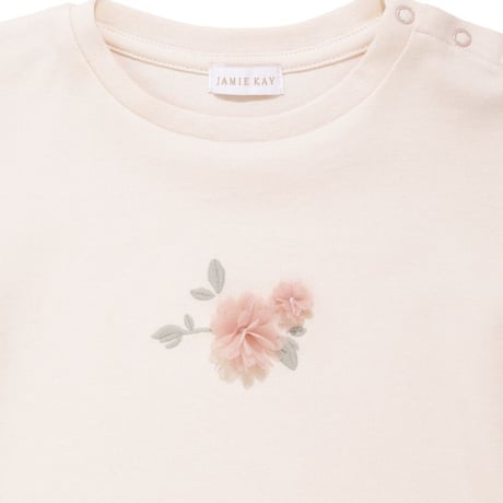 【 Jamie kay 】 JKCT262904 ﾌﾗﾜｰPTﾁｭｰﾙﾓﾁｰﾌTｼｬﾂ PNK（size 90~120）