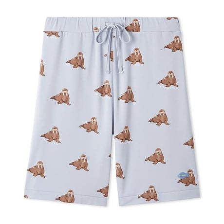 【 gelato pique 】 PMCP262282 HOMME接触冷感ｼｰｱﾆﾏﾙ柄ハーフパンツ BLU（メンズsize M, L）