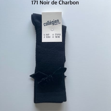 【 Collegien 】Isaure - Pointelle Merino Knee-high Socks with Velvet Bow
