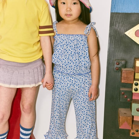 【Misha&Puff】 RUFFLE PEDAL PUSHER (BLUE RIBBON LISSE FFIELDS)