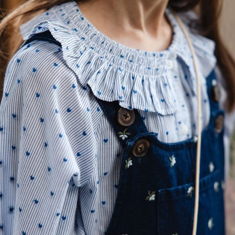 【 Jamie kay 】 JKFO262018 刺繍ﾃﾞﾆﾑｵｰﾊﾞｰｵｰﾙLisa Indigo  NVY（size 90~120）