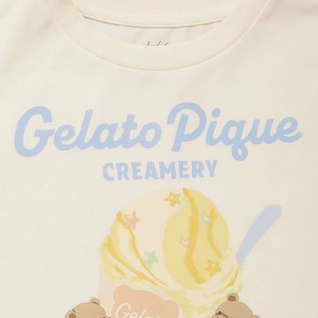【 gelato pique 】 PKCT262428 KIDSｱｲｽｸﾘｰﾑﾍﾞｱﾜﾝﾎﾟｲﾝﾄT  CRM（size 90~120）