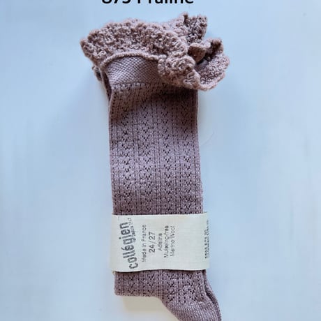 【 collegien 】5555 Adeline - Pointelle Merino  Knee-high Socks with lace