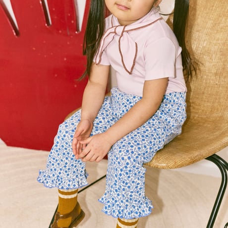 【Misha&Puff】 RUFFLE PEDAL PUSHER (BLUE RIBBON LISSE FFIELDS)