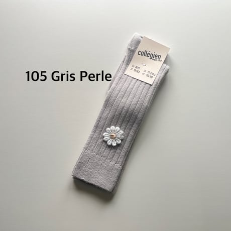 【Collegien】2980 Valentine - Ribbed Knee-high Socks with Daisy