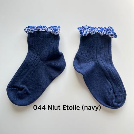 アウトレット【 Collegien × mik&co  special édition】2450  Dot  EmbroideredRuffle Ribbed Ankle Socks