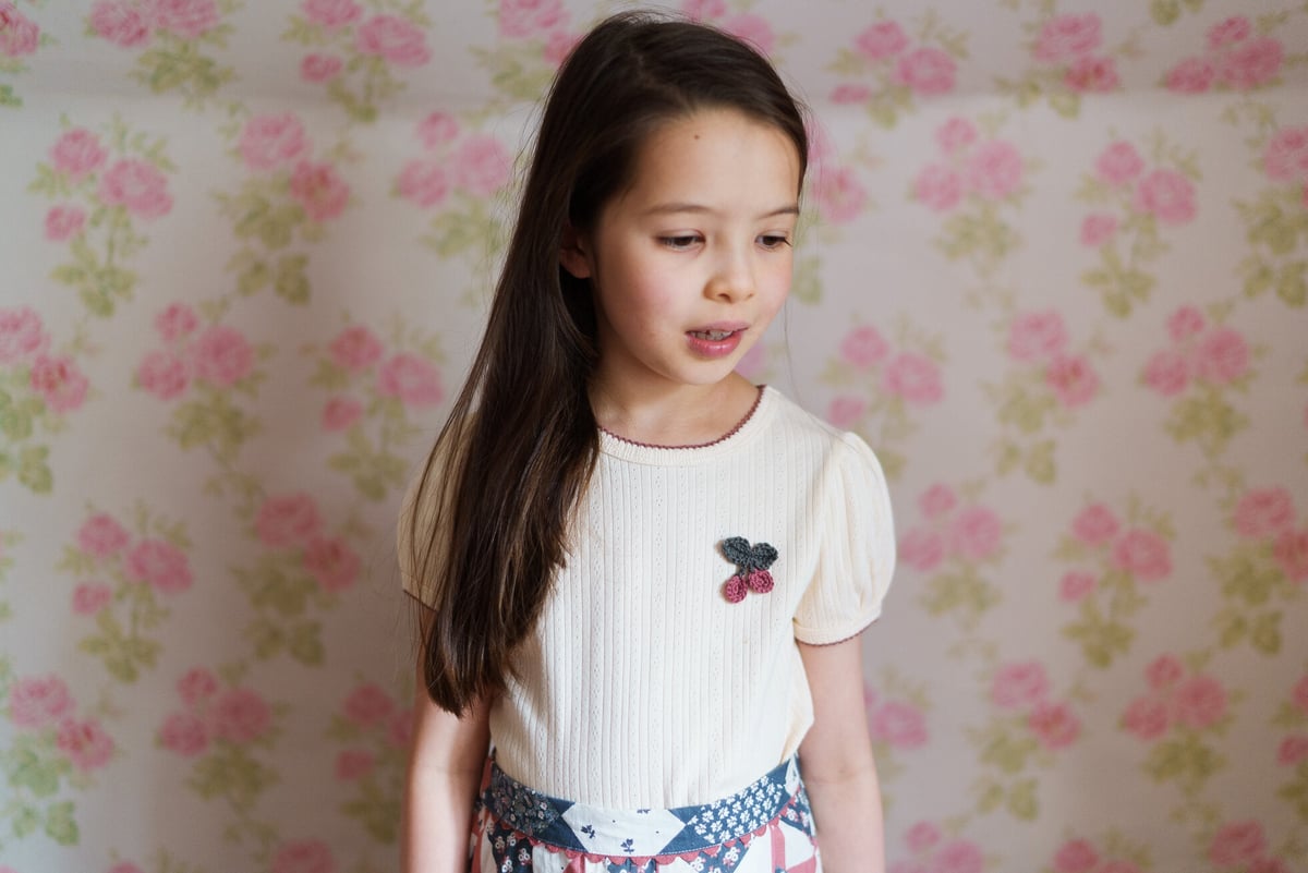 little cotton clothes 】Pointelle T-shirt with