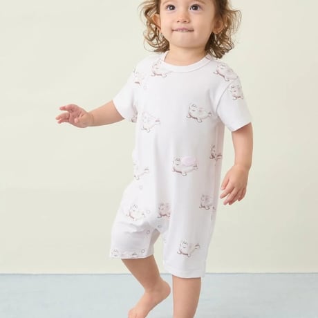 【 gelato pique 】 PBCO262451 BABY接触冷感ｼｰｱﾆﾏﾙ柄ﾛﾝﾊﾟｰｽ PNK（size 70, 80）