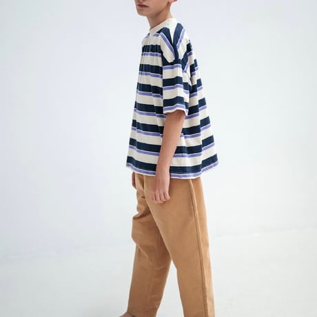 Drop1【Repose AMS】 boxy tee-cream teal glacier stripe