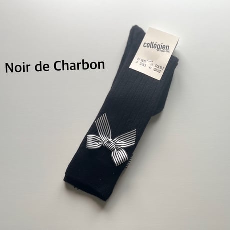 【 Collegien 】2981 Marinette - Ribbed Knee-high Socks with Striped Bow
