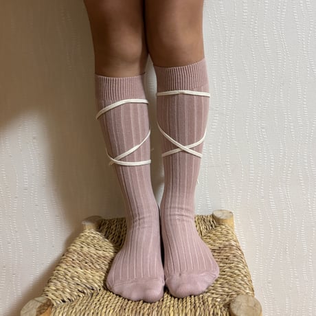 【Collégien 】 2990 Anastasie- Lace-up Ribbed Knee-high Socks