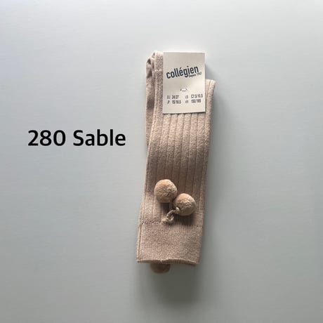 【 Collegien 】2983 Diane - Ribbed Knee-high Socks with pompoms