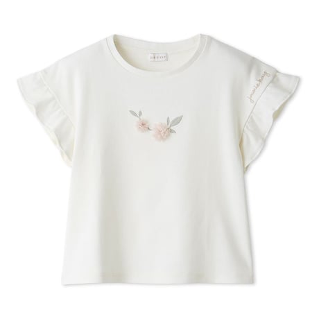 【 Jamie kay 】 JKCT262904 ﾌﾗﾜｰPTﾁｭｰﾙﾓﾁｰﾌTｼｬﾂ OWHT （size 90~120）