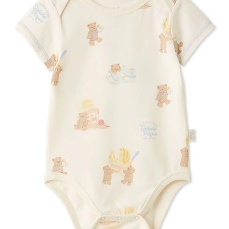 【 gelato pique 】 PBCO262434 BABYｱｲｽｸﾘｰﾑﾍﾞｱ柄ﾎﾞﾃﾞｨｽｰﾂ  PNK（size 70, 80）