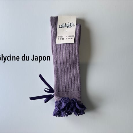 【Collégien】2986 Domitille - Ribbed Knee-high Socks with Lace and Bow