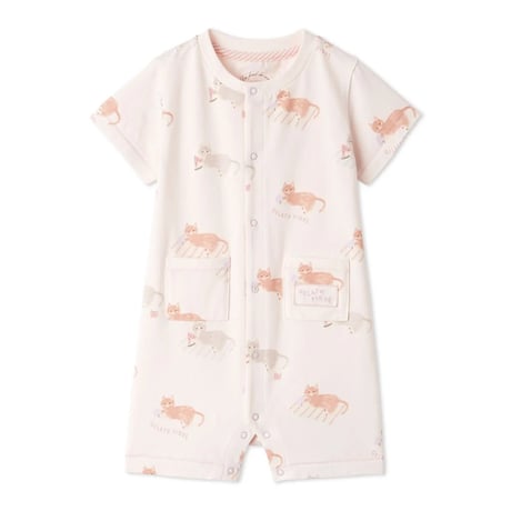 【 gelato pique 】 PBCO262462 ｼｰｻｲﾄﾞｷｬｯﾄ柄半袖ﾛﾝﾊﾟｰｽ PNK（size70,80）