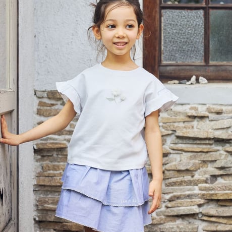 【 Jamie kay 】 JKCT262904 ﾌﾗﾜｰPTﾁｭｰﾙﾓﾁｰﾌTｼｬﾂ LBLU（size 90~120）