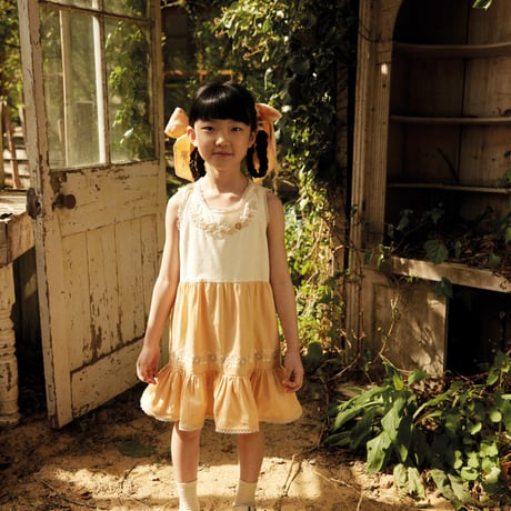 last 1【 Apolina 】 CLARITA DRESS - CREAM/PEACH YOGHURT