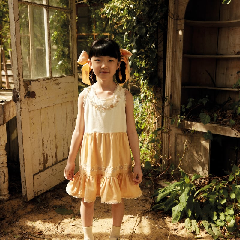Apolina 】 CLARITA DRESS - CREAM/PEACH YOGHURT