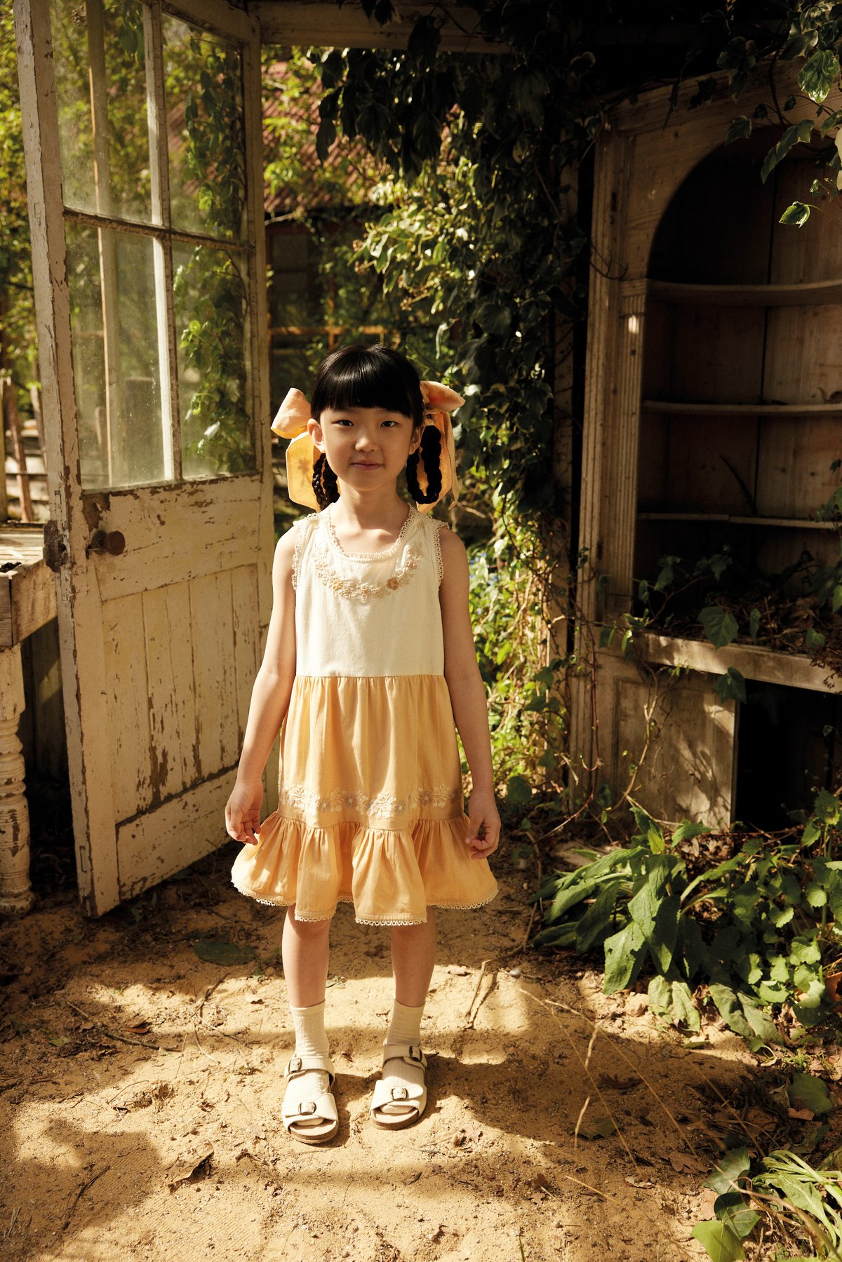 ワンピース Apolina 2025ss Clara Dress Milk 3-5y last 1【 Apolina 】 CLARITA DRESS - CREAM/PEACH Y