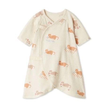 【 gelato pique 】 PBCO262463 新生児ｼｰｻｲﾄﾞｷｬｯﾄ柄ｺﾝﾋﾞ肌着 OATMEAL（size50））