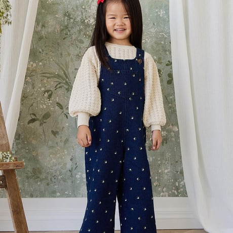 【 Jamie kay 】 JKFO262018 刺繍ﾃﾞﾆﾑｵｰﾊﾞｰｵｰﾙLisa Indigo  NVY（size 90~120）