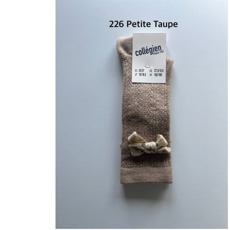 【 Collegien 】Isaure - Pointelle Merino Knee-high Socks with Velvet Bow