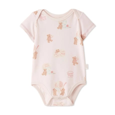 【 gelato pique 】 PBCO262434 BABYｱｲｽｸﾘｰﾑﾍﾞｱ柄ﾎﾞﾃﾞｨｽｰﾂ  PNK（size 70, 80）