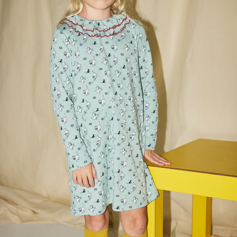 Misha&Puff】Sweetheart Dress (Sage Cat & Mouse)