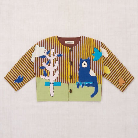 【Misha&Puff】 CATSCAPE APPLIQUE CARDIGAN (COLA PAINTERLY STRIPE)