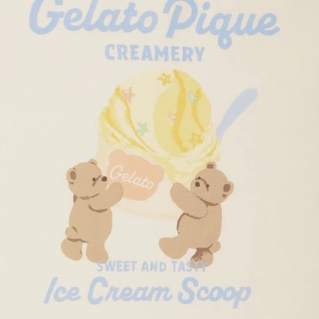 【 gelato pique 】 PKCT262428 KIDSｱｲｽｸﾘｰﾑﾍﾞｱﾜﾝﾎﾟｲﾝﾄT  CRM（size 90~120）
