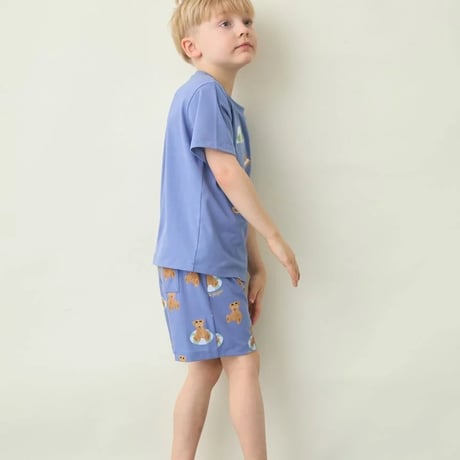 【 gelato pique 】 PKCT262445 KIDSｻﾏｰﾍﾞｱ柄ﾜﾝﾎﾟｲﾝﾄTｼｬﾂ NVY（size 90~120）
