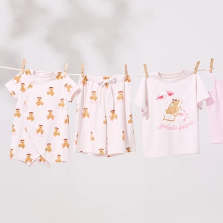 【 gelato pique 】 PKCT262445 KIDSｻﾏｰﾍﾞｱ柄ﾜﾝﾎﾟｲﾝﾄTｼｬﾂ PNK（size 90~120）