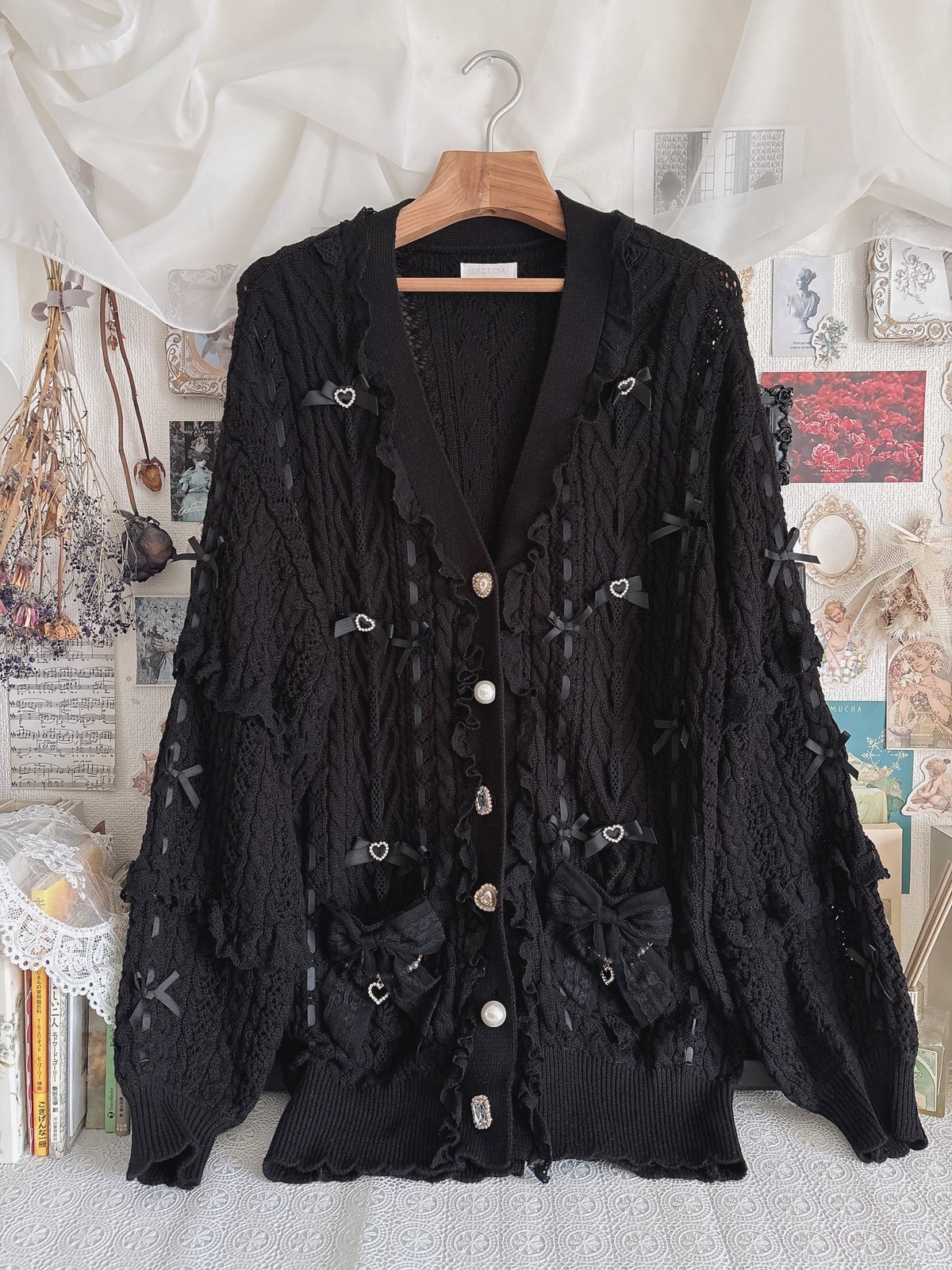 リズリサ LIZLISA はしごリボン透かしロングカーディガン LIZLISA リズリサ はしごリボン透かしロングカーディガン - メルカリ