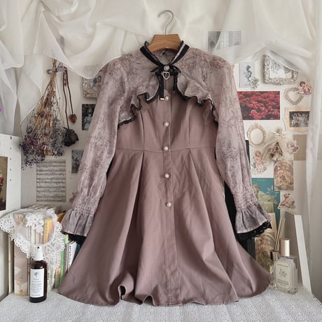 ROJITA 花柄シアースリーブフレアーワンピース