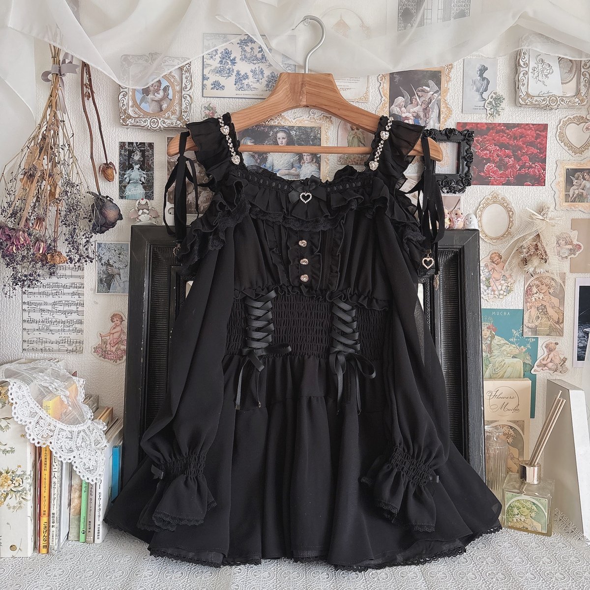 LIZ LISA オフショルシフォンセットアップ | anonymous