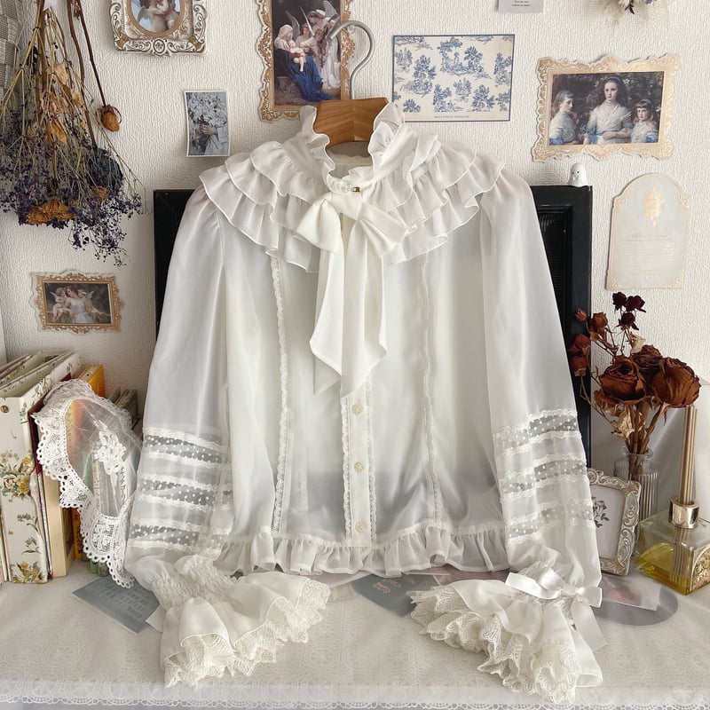 angelic pretty 立ち襟リボンブラウス 白 Baby・Angelic Prettyブラウス2枚