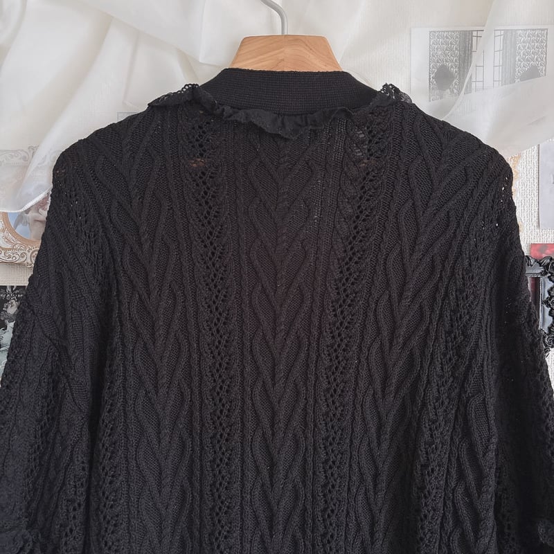 LIZ LISA はしごリボン透かしロングカーディガン | anonymous