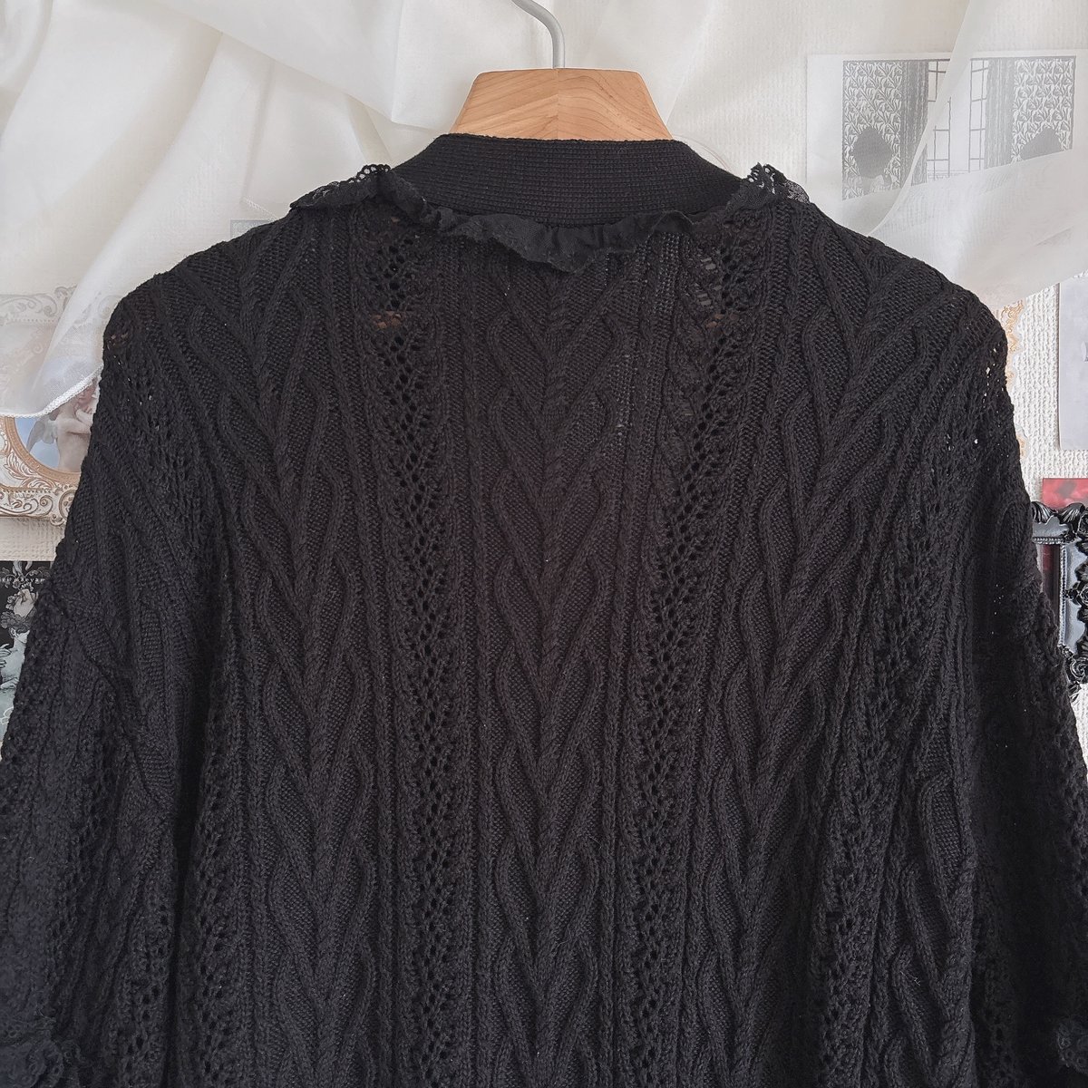 LIZ LISA はしごリボン透かしロングカーディガン | anonymous